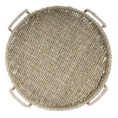 Linon Willow Seagrass Two-Tier Round Shelf