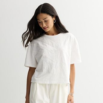 Women's MNK Lace Contrast Knit Tee