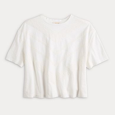 Women's MNK Lace Contrast Knit Tee