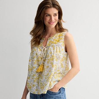 Women's MNK Embroidered Sleeveless Top with Tassel Detail