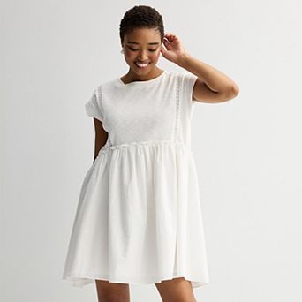 Women's MNK Mixed Media Short Sleeve Dress