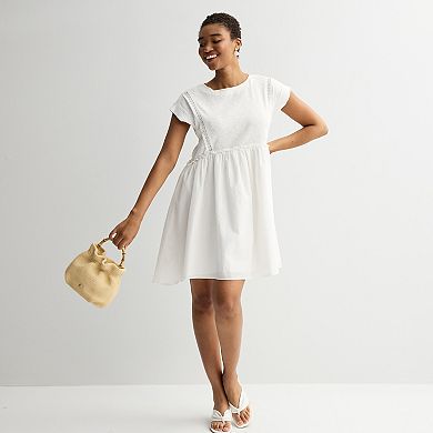 Women's MNK Mixed Media Short Sleeve Dress