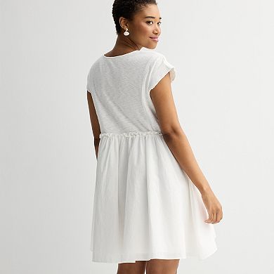 Women's MNK Mixed Media Short Sleeve Dress