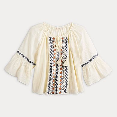 Women's MNK Embroidered 3/4 Sleeve Top