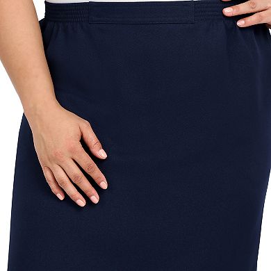 Plus Size Alfred Dunner Cinch Waist Midi Skirt with Slant Pockets