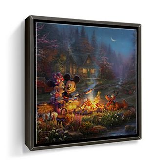 Thomas Kinkade Disney's Mickey & Minnie Sweetheart Framed Canvas Wall Art