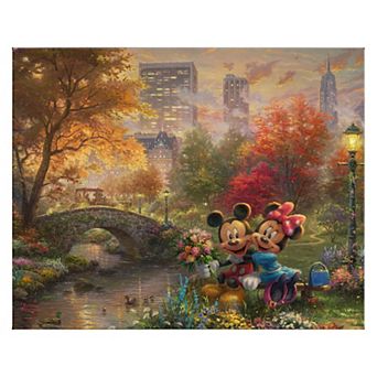 Thomas Kinkade 24" x 30" Disney's Mickey & Minnie Sweetheart Cityscape Canvas Wall Art