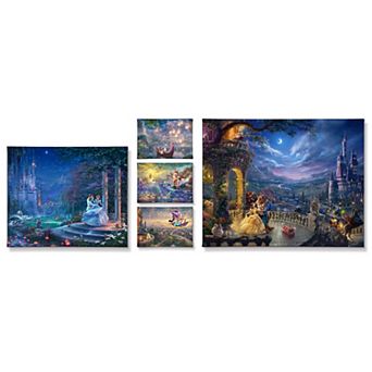 Disney Princesses Thomas Kinkade 5 pc Canvas Wall Art Set