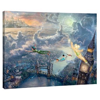 Disney's Peter Pan Thomas Kinkade Tinker Bell Flying Scene Canvas Wall Art