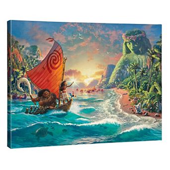 Disney's Moana Thomas Kinkade Moana & Maui Sailing Scene Canvas Wall Art