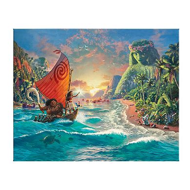 Disney's Moana Thomas Kinkade Moana & Maui Sailing Scene Canvas Wall Art