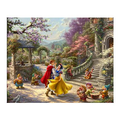 Disney's Snow White Thomas Kinkade Dancing Scene Canvas Wall Art