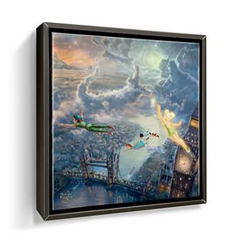 Disney's Peter Pan Thomas Kinkade Tinker Bell Flying Scene Square Canvas Wall Art