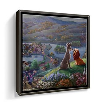 Disney's Lady and the Tramp Thomas Kinkade Hilltop Scene Square Canvas Wall Art
