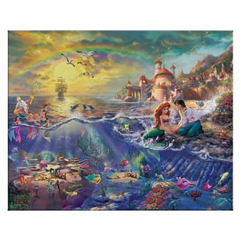 Disney's Little Mermaid Thomas Kinkade Ariel & Eric Ocean Scene Canvas Wall Art
