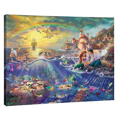 Disney's Little Mermaid Thomas Kinkade Ariel & Eric Ocean Scene Canvas Wall Art
