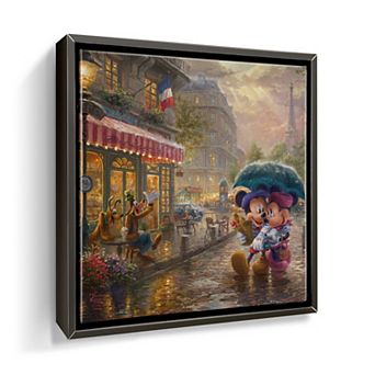 Disney's Mickey Mouse & Friends Thomas Kinkade Mickey & Minnie in Paris Square Canvas Wall Art