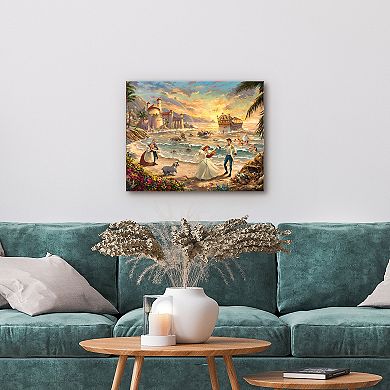 Disney's The Little Mermaid Thomas Kinkade Ariel & Eric Dancing Beach Scene Canvas Wall Art