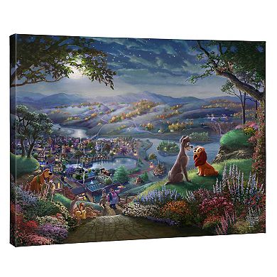 Disney's Lady and the Tramp Thomas Kinkade Hilltop Scene Canvas Wall Art