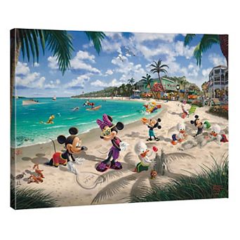 Disney's Mickey Mouse & Friends Thomas Kinkade Mickey & Minnie Beach Scene Canvas Wall Art