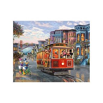 Disney's Mickey Mouse & Friends Thomas Kinkade Mickey, Minnie, Donald & Daisy in San Francisco Canvas Wall Art