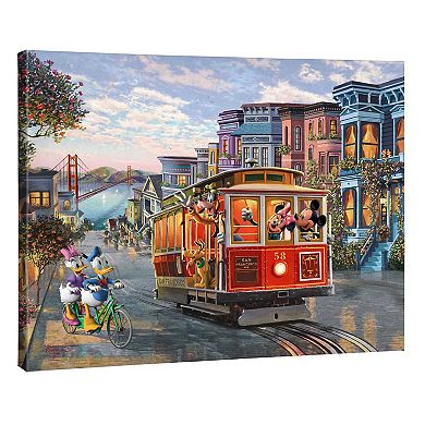 Disney's Mickey Mouse & Friends Thomas Kinkade Mickey, Minnie, Donald & Daisy in San Francisco Canvas Wall Art