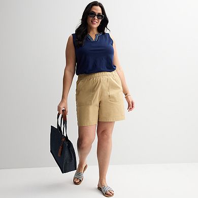Plus Size Croft & Barrow® Pull On Twill Shorts