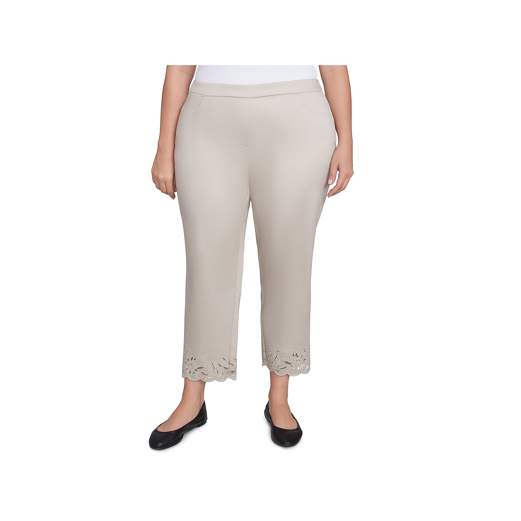 Plus Size Alfred Dunner Floral Cutout Ankle Pants, Womens, Size: 22 W, Bro