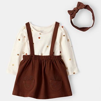 Baby Girl Carter's 3 pc Thanksgiving Print Dress & Headband Set