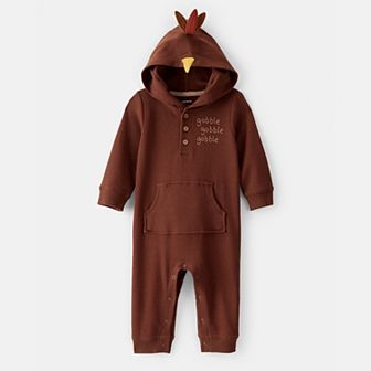 Baby Carter's Turkey Long-Sleeve Hooded Jumpsuit with Snap Closure
