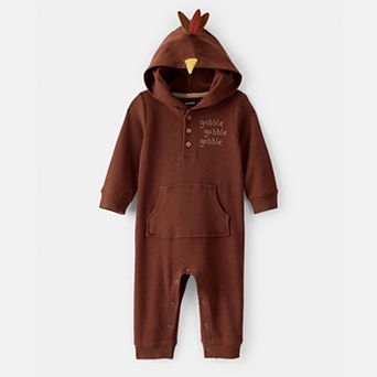 Baby Carter's Turkey Long-Sleeve Hooded Jumpsuit with Snap Closure