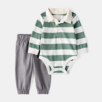 Baby Boy Carter's 2 pc Striped Polo Bodysuit & Pull-On Pant Set