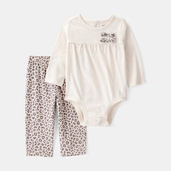 Baby Girl Carter's 2 pc Long-Sleeve Bodysuit & Pull-On Leopard Pants Set