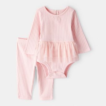 Baby Girl Carter's 2 pc Ribbed Tutu Bodysuit & Pant Set