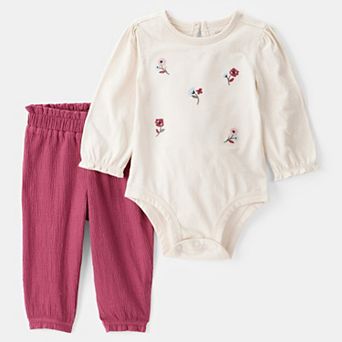 Baby Girl Carter's 2 pc Floral Long-Sleeve Bodysuit & Pant Set