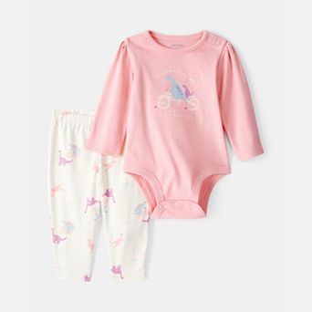 Baby Girl Carter's 2 pc Dinosaur Print Long-Sleeve Bodysuit & Pant Set