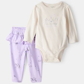 Baby Girl Carter's 'Daddy's Little Princess' 2 pc Long-Sleeve Bodysuit & Pant Set