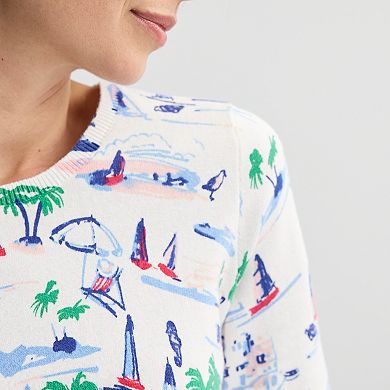 Women's Croft & Barrow® Printed Elbow Sleeve Pullover Top