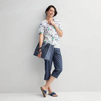Women's Croft & Barrow® Printed Elbow Sleeve Pullover Top