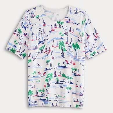 Women's Croft & Barrow® Printed Elbow Sleeve Pullover Top