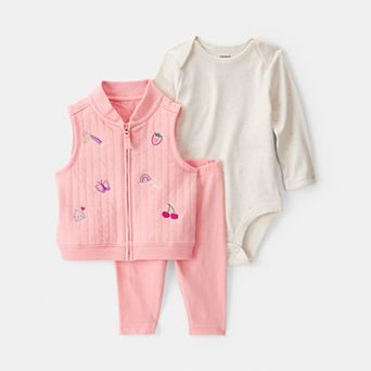 Baby Carter's 3 pc Fruit Embroidered Vest, Bodysuit & Legging Set