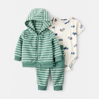 Baby Boy Carter's 3 pc Hooded Zip-Up Jacket, Bodysuit & Pant Set