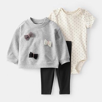 Baby Carter's 3 pc Bow Pullover, Bodysuit & Leggings Set