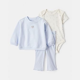 Baby Girls Carter's 3 pc Heart Print Pullover, Bodysuit & Pant Set