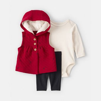 Baby Girl Carter's 3 pc Bow Print Sleeveless Jacket, Bodysuit & Pants Set