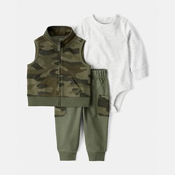 Baby Boy Carter's 3 pc Camo Vest, Long Sleeve Bodysuit & Pant Set