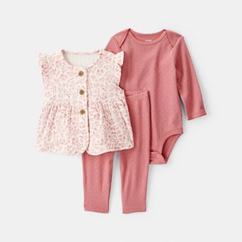 Baby Girl Carter's 3 pc Floral Vest, Bodysuit & Legging Set