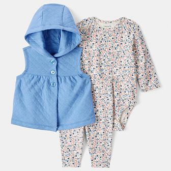 Baby Girl Carter's 3 pc Floral Vest, Bodysuit & Pant Set