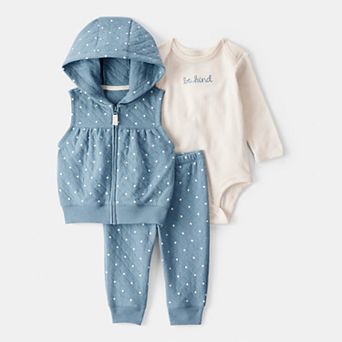 Baby Girl Carter's 3 pc Quilted Vest, Bodysuit & Pants Set