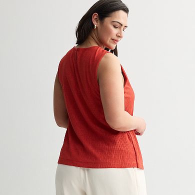 Plus Size Nine West Texture Pleated Knit Top